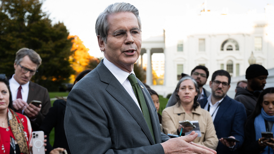 bessent takes reporter questions outside white house