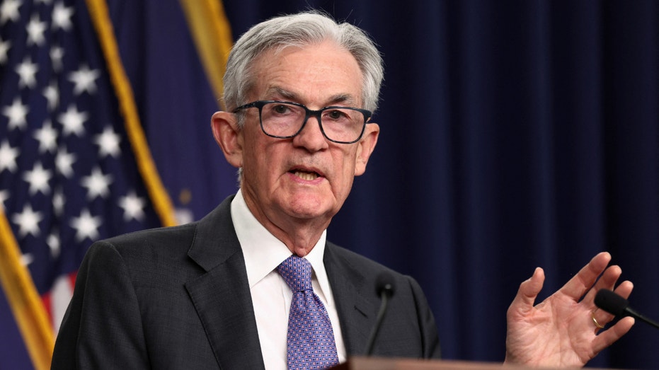 Federal Reserve Chairman Jerome Powell speaks during a press conference.